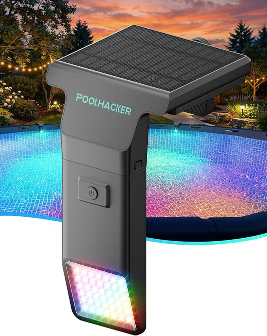 Solar Pool Lights for Inground & Above Ground Pool, 10-Color 4-Mode LED Pool Lights, Underwater Swimming Pool Lights with Timer, Submersible Pool Lights with Remote, Waterproof Design (Black, 1 Pack) by POOLHACKER