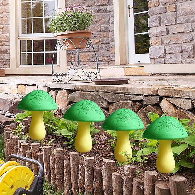 Solar Mushroom Lights Garden Decor 8 Green Crack Mushrooms Outdoor Decor Stake Lights Waterproof Solar Pathway Light Gardening Gifts for St Patrick's Day Easter Gnomes Yard Halloween Xmas Decorations