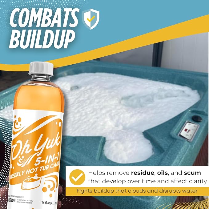 Oh Yuk 5-in-1 Weekly Hot Tub Chemicals – Hot tub Clarifier, Cleaner, Conditioner – Helps Control Water Balance & Combat Buildup – Spa Care Chemicals for All Types Including Inflatable & Portable - Image 8