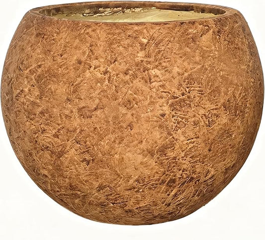 13.5 H x 17" Dia (12" Pot Opening) Round Fiberstone Planter with Drainage Hole, Indoor/Outdoor Large Plant Pot for Home Patio Garden, Ideal for Large Plants (White, 17in) (Camel, 17in)