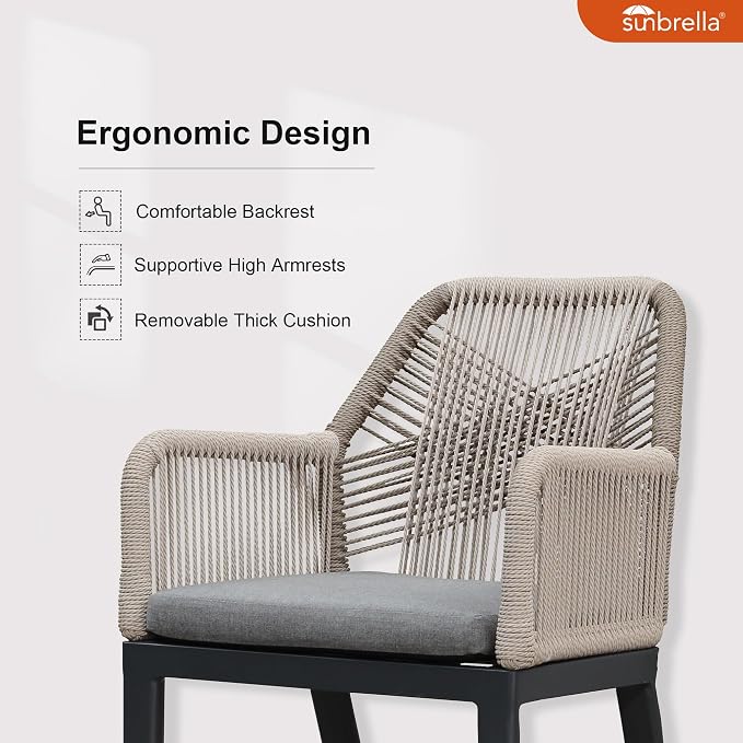 PURPLE LEAF 11 Pieces Patio Dining Set Aluminum Modern Oversize Rectangular Table and Rattan Arm Chairs with Cushions for Kitchen Porch Garden Outdoor Furniture Sets, Dark Grey - Image 2