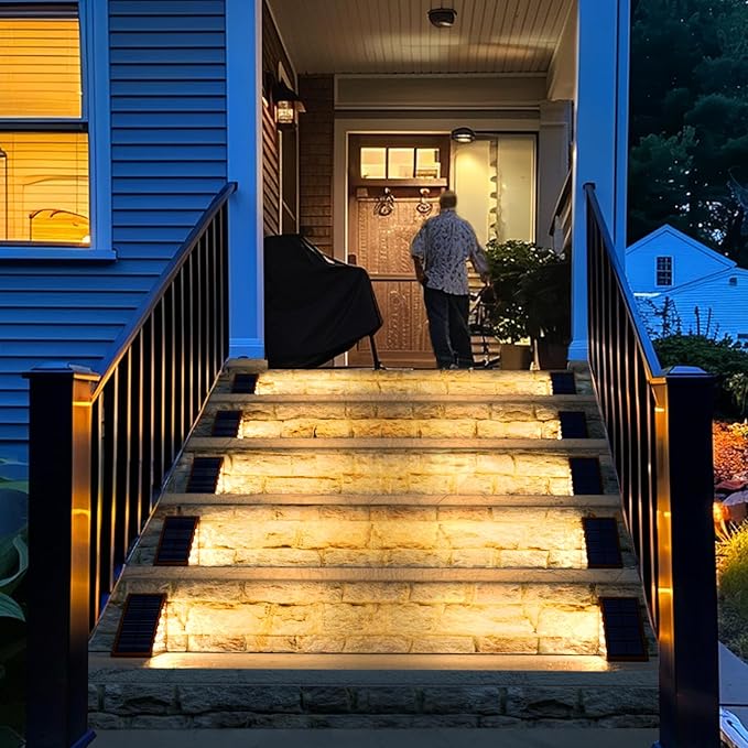 Solar Step Lights for Outside,24pack Solar Stair Lights Outdoor Waterproof IP67,Outdoor Deck Step Light,Solar Outdoor Lights for Staircase,Patio(Warm Brown)