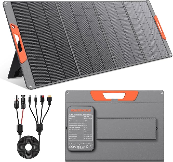 SOKIOVOLA 400W Portable Solar Panel for EF/Jackery/Bluetti/Anker Power Station,Ultra-Lightweight ETFE Foldable Solar Panel,25% High Efficiency,MC4 Output,for Outdoor Camping, Emergency Power Supply by SOKIOVOLA