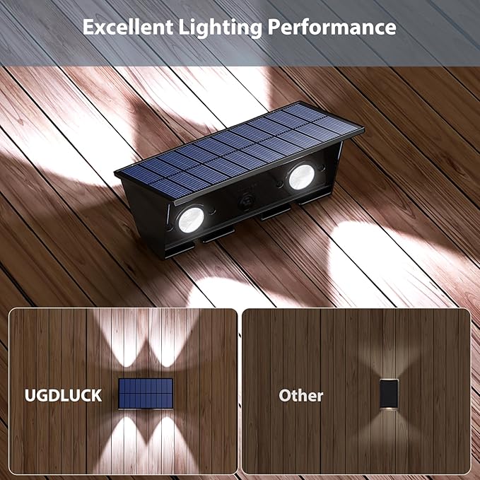 Solar Fence Lights, 2PACK Solar Wall Lights Outdoor Up and Down Waterproof IP54 Solar Light Outdoors for Yard Garden Pools House Deck Porch (Warm White & Natural Light & Cool White)