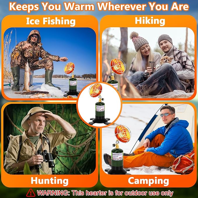 Portable Propane Heater for Camping Outdoor, Space Patio Heater with Control Valve Cordless, Tent Heaters with Foldable Tank Holder for Winter Tent Hiking Ice Fishing Hunting