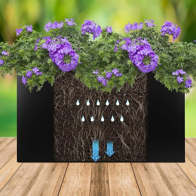 36"x12"x20" Large Metal Planter Box, Heavy-Duty Rust Resistant Steel Planter with Drainage Hole, Modern Rectangular Planter for Outdoor Indoor Patio Garden Yard (Black)