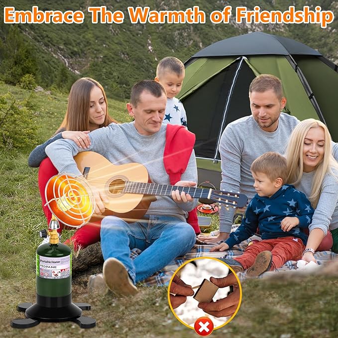 Portable Propane Heater for Camping, Outdoor Gas Space Patio Heater, Upgraded High Heat Output Heaters Foldable Tank Holder for Winter Tent Hiking Fishing Hunting
