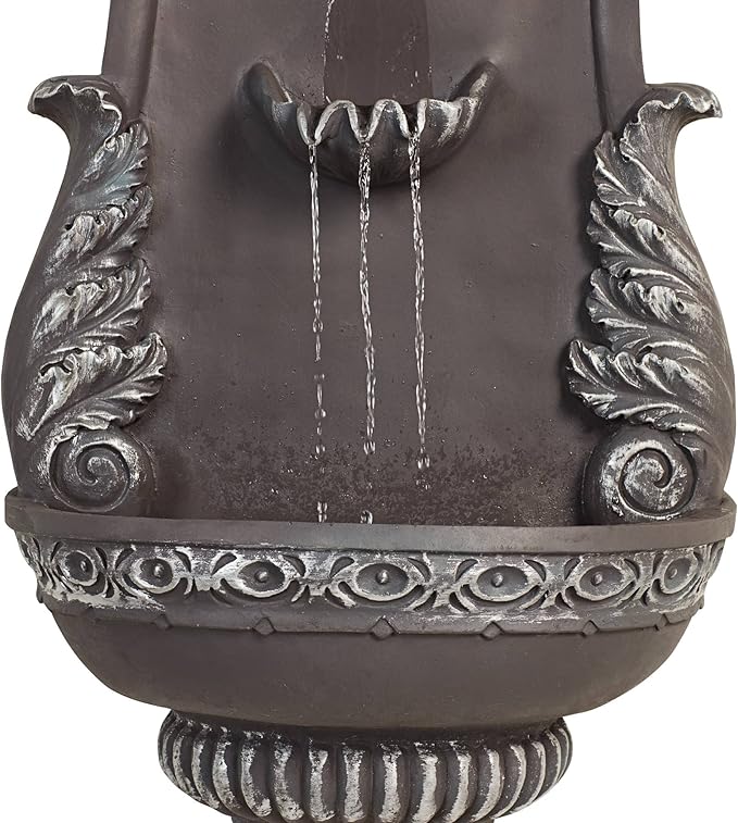 San Pablo Ornate 33" High Large Italian Indoor Outdoor Decor Gray Resin Wall Fountain Tiered Waterfall Basin Water Feature for Outside Garden Patio Yard Backyard Porch Deck - John Timberland