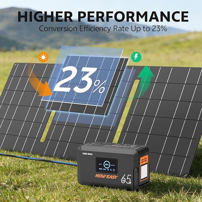 HOWEASY Solar Generator 135W(270W Peak), Portable Power Station with 30W Solar Panel,Power Bank with 110V AC Outlet for Camping, Home, Outdoor Emergency - Image 4