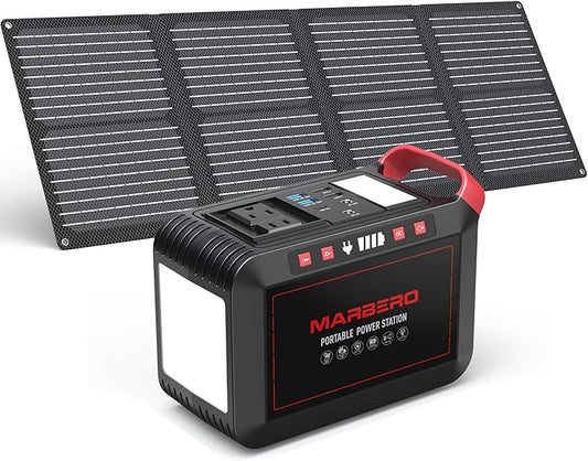 MARBERO 237Wh Solar Generator with Solar Panel Included Portable Power Station 300W Pure Sine Wave with Foldable Solar Panel 60W Set for Camping Outdoor Hiking Fishing Emergency by MARBERO