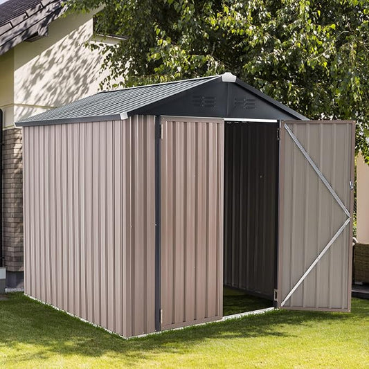 AECOJOY 6' x 6' Outdoor Storage Shed, Metal Shed with Design of Lockable Doors, Utility and Tool Storage for Garden, Backyard, Patio, Outside use by AECOJOY
