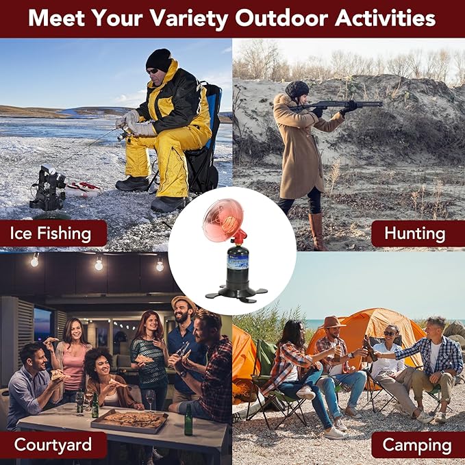 Propane Heater for Outdoor, 6500 BTU Portable Heaters for camping with Piezo Ingnition, Small Propane Heater with Gas Tank Holder Rapid Heating For Tent, Patio, Ice Fishing, Hunting