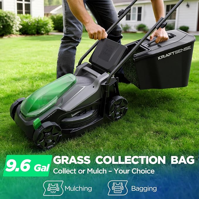 14" Cordless Lawn Mower, 40V Lightweight Push Mower with 2×5.0Ah Battery, Ultra-Quiet Motor for Small Yards, Lawn Care, Backyard Maintenance - Image 9