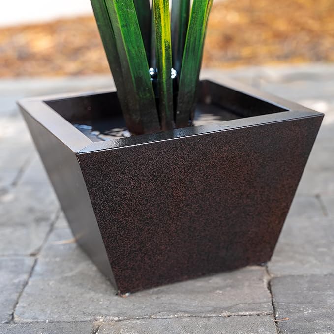 XBrand 39-Inch Metal Multi-Tier Flower Water Fountain with LED Lights, Multicolor Sculptural Outdoor