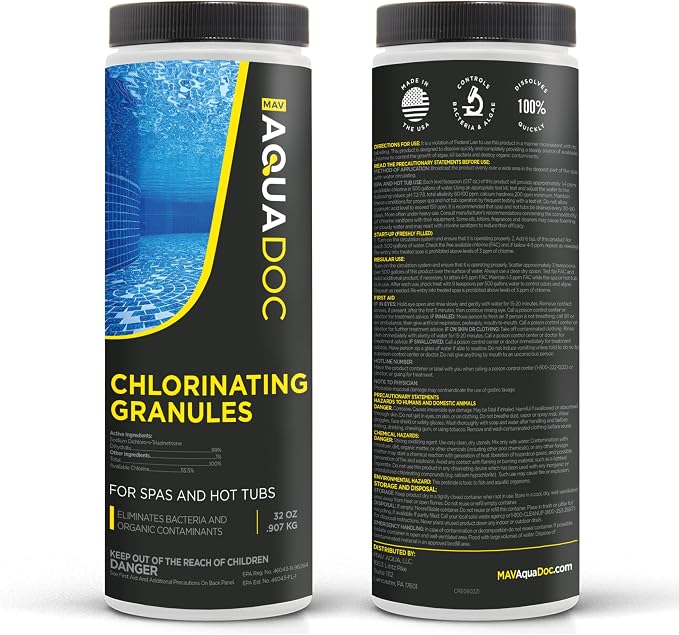Spa Chlorine for Hot Tub Sanitizer 2lbs - Quick Dissolving Hot Tub Chlorine Granules, Spa Chemicals Made in The USA - AquaDoc - Image 8