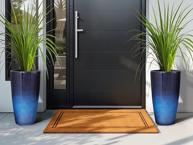 22.8" H Gradient Blue Planters for Outdoor Plants, Set of 2 Large Flower Pot with Drainage Hole, Weather-Resistant for Porch,Garden,Patio or Indoor Use