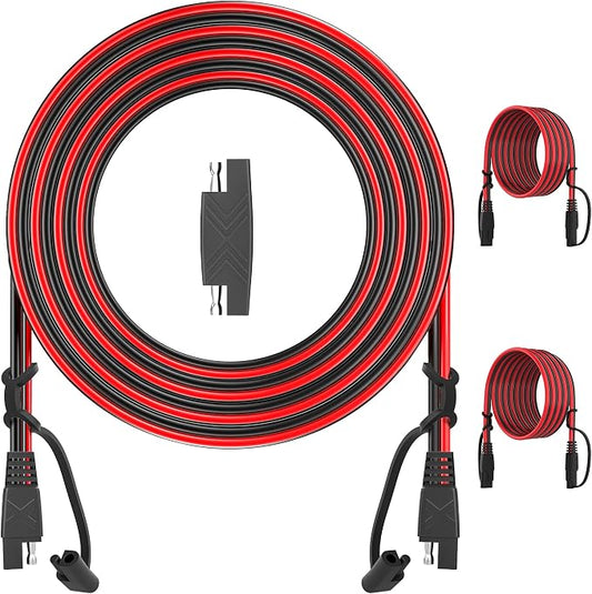 OYMSAE 12Feet SAE to SAE Extension Cable Quick Disconnect Connector 16AWG, for Automotive Solar Panel Extension Cable Plug(12FT(16AWG)) Pack of 2 by OYMSAE