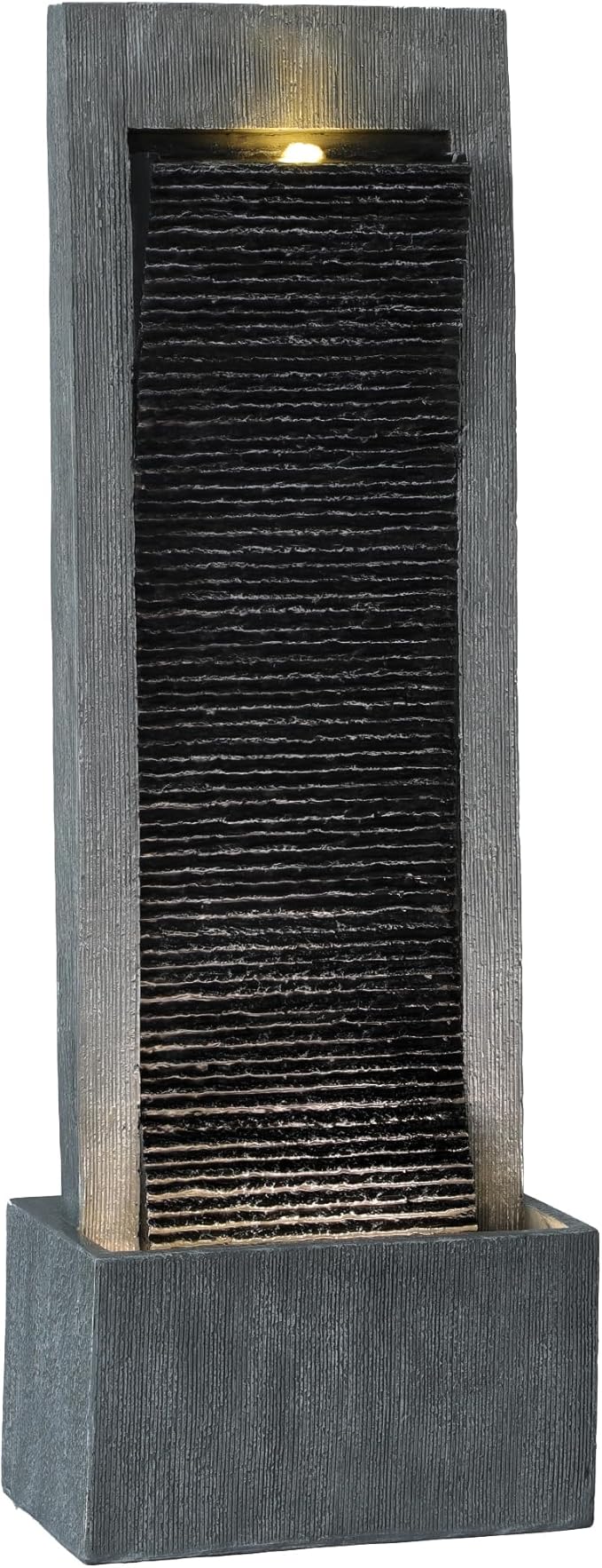 49.6" H Waterfall Fountains Outdoor Garden - Water Fountains and Waterfalls Outside, Large Indoor Floor Standing Resin Fountain Features W/Pump LED Light Cobbles for Patio, Home Art Decor