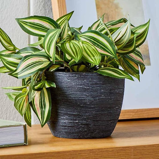 4.5 Inch Ceramic Planter Pot with Matte Textured Finish, Black Flower Pot for Succulents, Plants, Modern Home Decor, Indoor Tabletop Decor