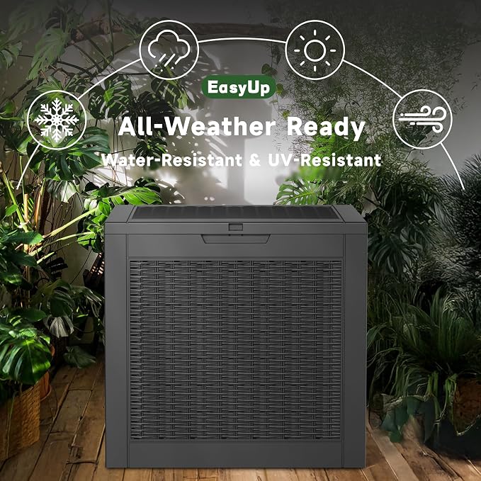 EasyUp 30 Gallon Outdoor Storage Box, Patio OutdoorResin Deck Box for Furniture, Garden Tools, Waterproof Outside Storage Boxes(Black) - Image 4