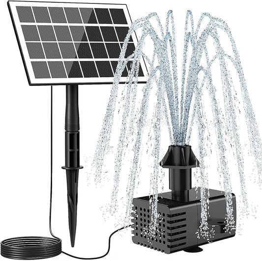 Jutai Solar Fountain Kit Glass-No Battery, DIY 3.5W Solar Fountain Pump Works in Shadow, Solar Water Pump for Bird Bath, Water Feature,Garden, Outdoor-8 Nozzles,9.8ft Power Cord