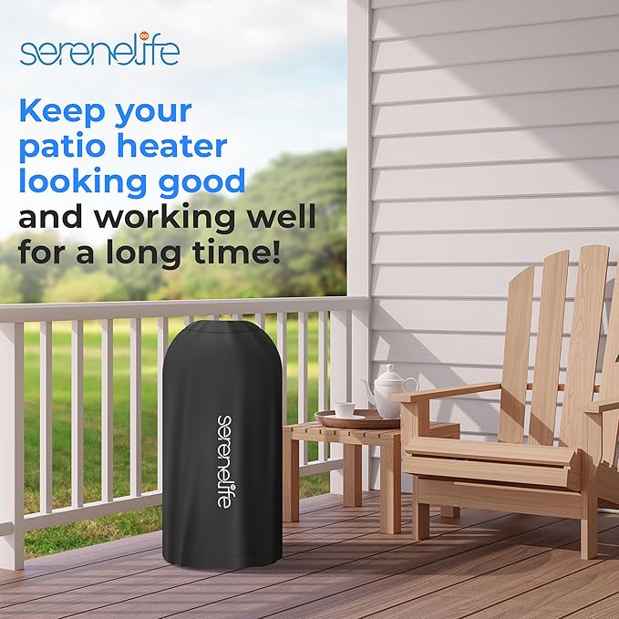SereneLife Patio Heater Cover Bag - Heavy-Duty, UV Resistant, Waterproof Polypropylene & Polyurethane, Tear Resistant, Easy On/Off, Dustproof, Fits SereneLife Patio Heater Model SLOHT24 (Black)