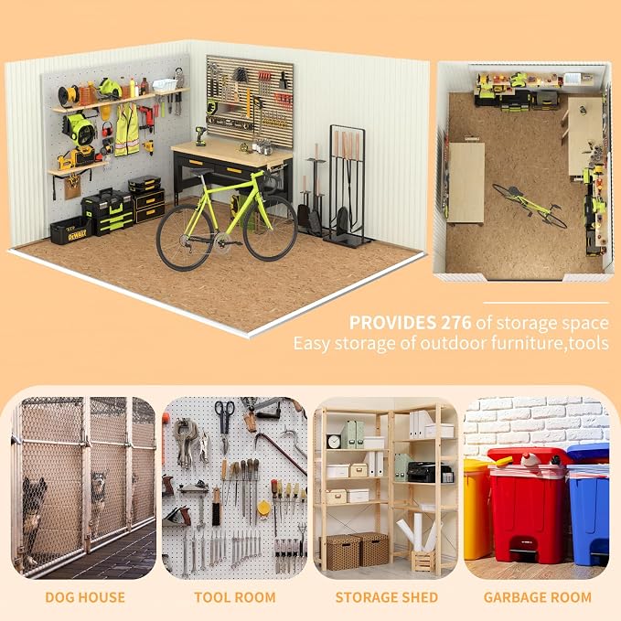 Outdoor Storage Shed 10x8 FT,Metal Tool Sheds,Waterproof Outside Storage Shed,Large Storage Building with Lockable Door - Image 6