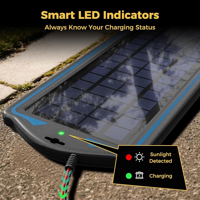 SUNAPEX 12V Solar Battery Charge: 5W Waterproof Portable Solar Panel Kit - Battery Maintainer Trickle Charger - with Upgrade Built in Charge Controller for Car Boat RV Trailer Automotive Motorcycle - Image 5