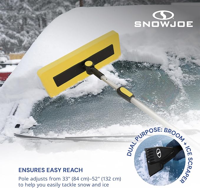 Snow Joe 2-in-1 Telescoping Snow Broom and Ice Scraper with 18-Inch Non-Scratch Foam Head - Car Cleaning Tool with Long Extendable Handle for Windshield, Roof, Truck, and SUV, SJBLZD-PRX - Image 5