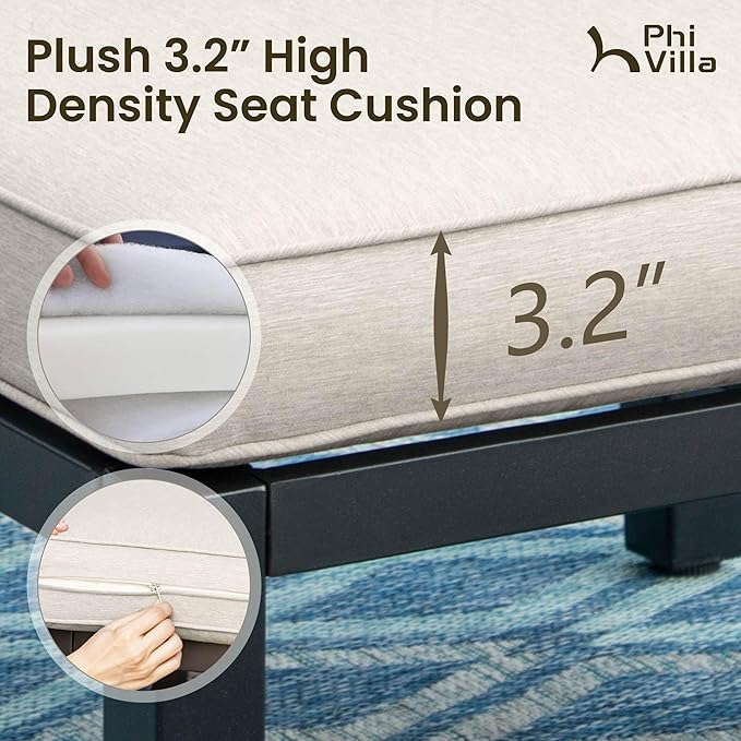 PHI VILLA 9 Pieces Outdoor Patio Furniture Set,Metal Frame Modern Outdoor Sectional Sofa Set,10 Seats Patio Conversation Sets with Coffee Table&Thickened Cushion,for Poolside and Backyard,Light Grey