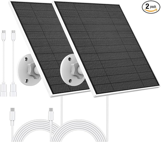 Solar Panel for Eufy Outdoor Camera, 5W Solar Panel Charger Compatible with Eufycam, Continuous Power Supply, 9.8ft Charging Cable, IP65 Waterproof, Adjustable Wall Mount, 2 Pack by YCTechCam