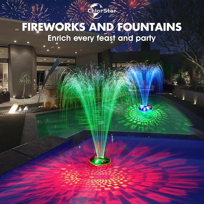 Pool Fountain with Remote,Floating Pool Fountain with Lights Show,Above Ground Pool Water Fountains Pump with Anchor, Floating Swimming Pool Fountains for Inground Pool,Pond -1PC(White)
