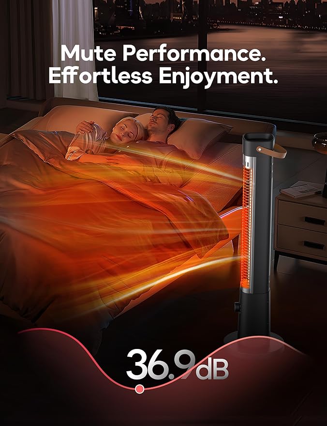 Patio Heater for Outdoor Use, Infrared Electric Outdoor Heater, 1500W Instant Heating, 60-Degree Oscillation, 9 Heat Levels, 9H Timer, Remote, for Garage, Backyard, Indoor, 32.2”, Jet