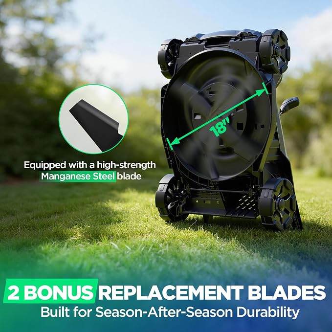 18" Electric Lawn Mower, 40V Self-Propelled Cordless Lawn Mower with 2x5.0Ah Batteries & Charger, Brushless Motor, 2-in-1 Mulching & Bagging, 6-Position Height Adjustment, for Small to Medium Yards - Image 4