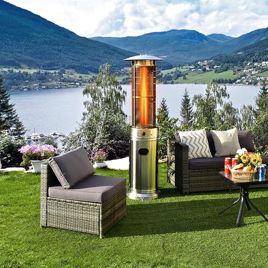 Tangkula Outdoor Heater, 40,000 BTU Stainless Steel Outdoor Patio Heater with Wheels, Quartz Glass Tube, Tip-over & Flameout Protection, Patio Heaters for Outdoor Use, Porch, Outside
