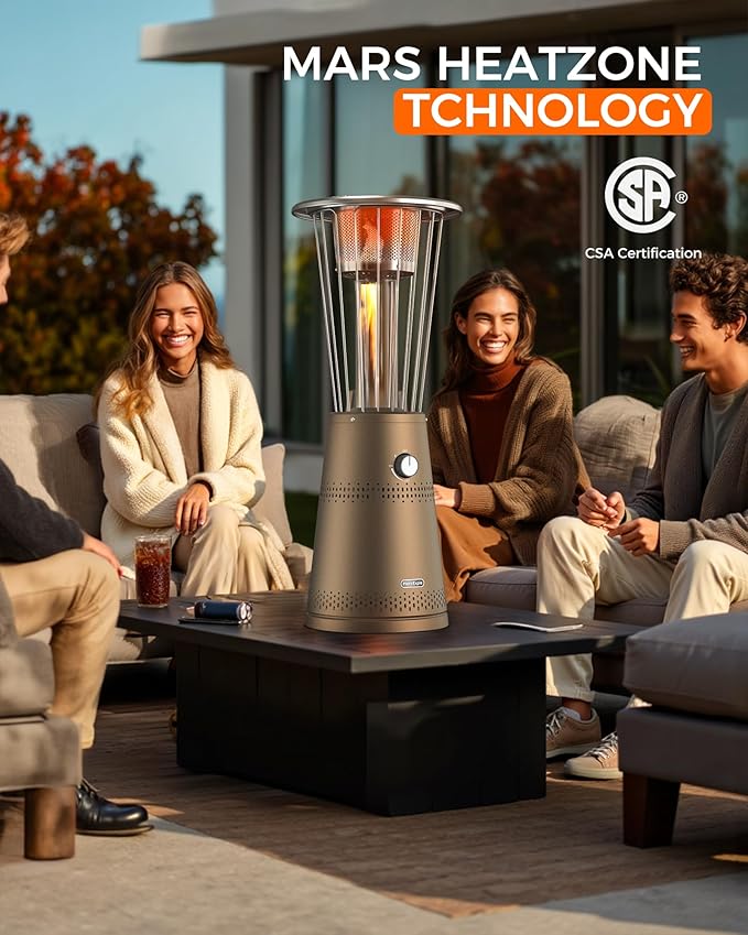 Tabletop Heater Patio Heater, 11,000 BTU Propane Patio Heater for Commercial, Balcony & Porch, Quartz Glass Tube, Portable Small Heater For Outdoor Use,Deep Bronze