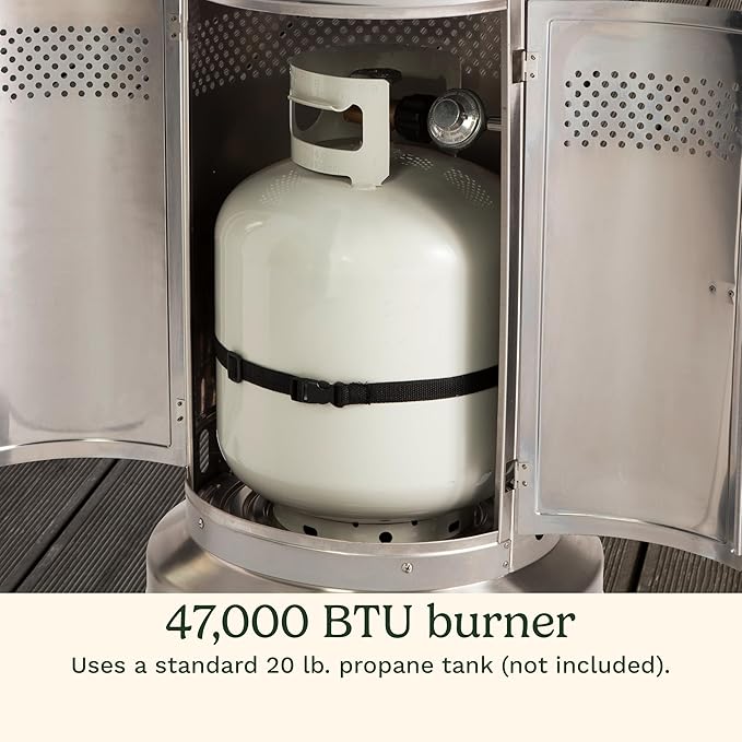 Cuisinart COH-300 Propane Push Start Ignition, 47,000 BTU Burner, Heats up to 200 sq. ft, 32" (L) x 85" (H), Stainless Steel Outdoor Patio Heater