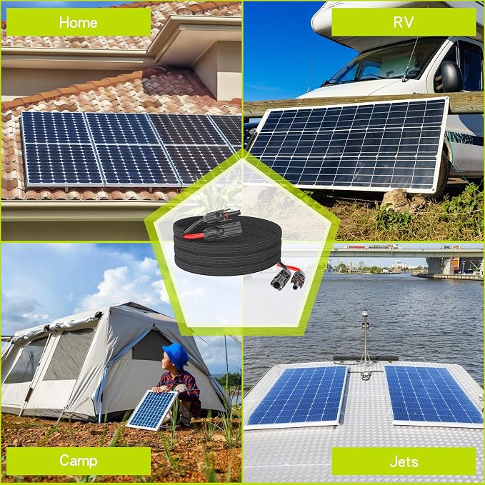 33Ft 10AWG Solar Cable Extension with Protection Cover, Solar Wire with Tool-Free Solar Connectors, IP68 Waterproof PV Cable, Solar Panel Extension Cable 10Gauge for Home Boat RV Solar Panels(33ft) - Image 8