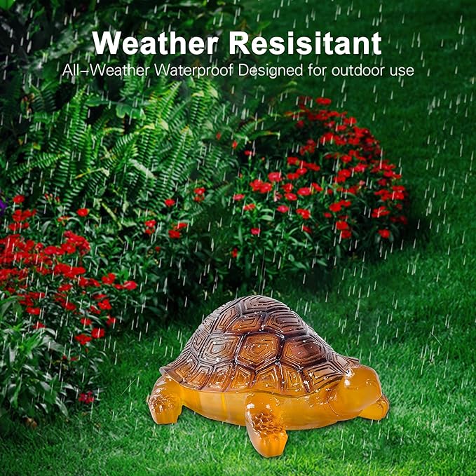 TIJNN Solar Turtle Lights Deck Decorative Lighting Statue Lawn Patio Backyard Outdoor Garden Decoration Housewarming Gift