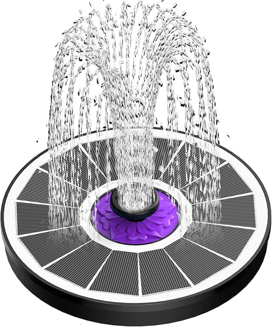 SZMP Solar Fountain 3.5W Bird Bath Fountains with Flower Upgraded Glass Panel, Solar Powered Water Fountain with 7 Nozzles & 4 Fixer, Solar Fountain Pump for Bird Bath, Garden, Pond, Pool (White)