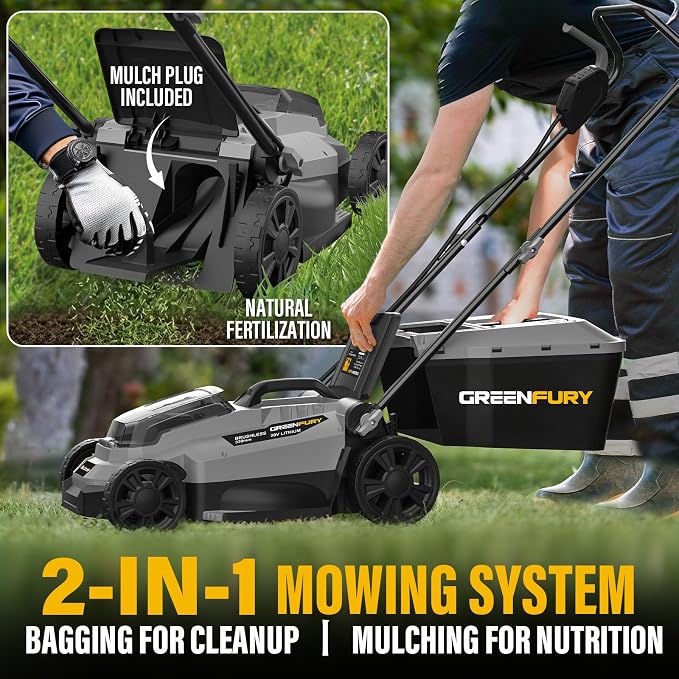 13 Inch Cordless Lawn Mower, Compatible with Dewalt 20V MAX Battery, Brushless Electric Mower with 8 Gallon Grass Bag, 5-Level Height Adjustment, for Small Yard/Garden (Battery Not Included) - Image 5