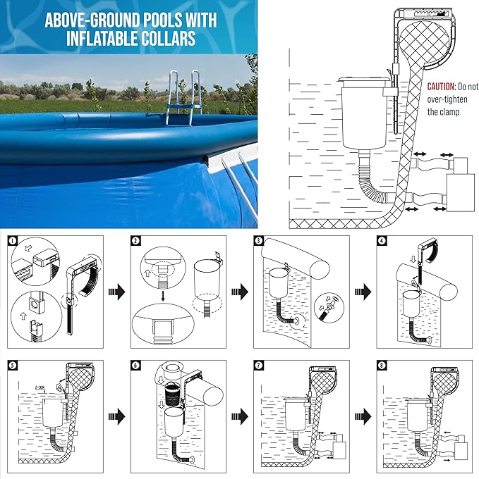 U.S. Pool Supply Pool Skimmer - Above Ground Pool Skimmer, Floating Pool Surface Skimmer, Pool Accessories - Clean Debris Basket, Wall Mount, Attaches to Inflatable Collars, Tubular and Metal Frames - Image 6