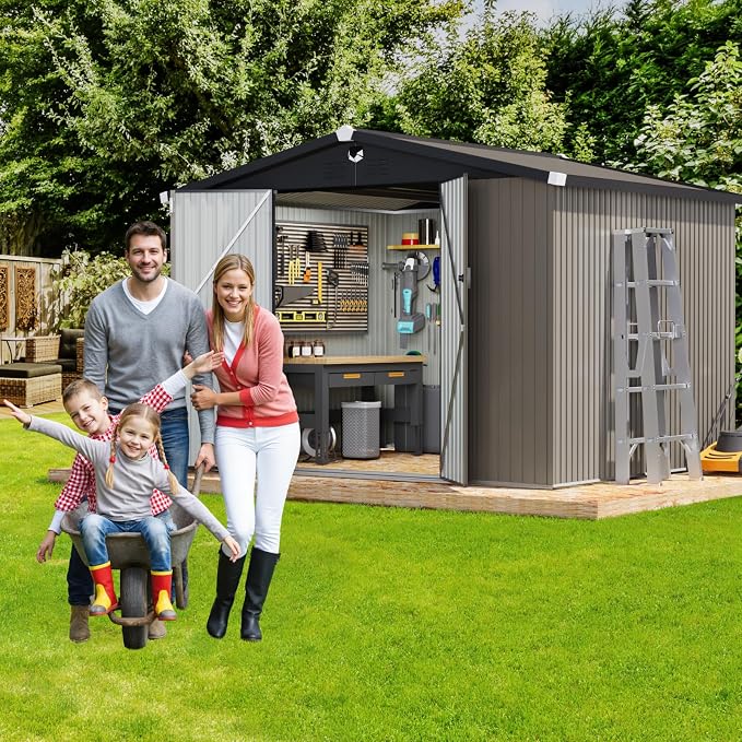 Outdoor Storage Shed 10x8 FT,Metal Tool Sheds,Waterproof Outside Storage Shed,Large Storage Building with Lockable Door - Image 8