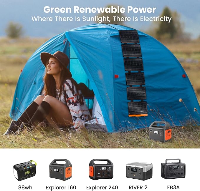 FlexSolar 2PCS 60W Portable Solar Panels Chargers with PD3.0 USB-C,QC3.0 USB-A and DC Outputs Foldable IP67 Waterproof Power Emergency Camping for Small Power Station Generator,Phones, Power Banks - Image 4