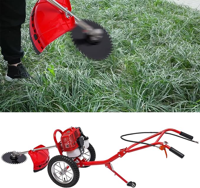 49CC 2-Stroke Gas Lawn Mower, 1800W Gas Powered Lawn Mowers Hand Push Mower with Single-Cylinder Air-Cooled System 7000RPM Walk Behind Brush Cutter Lawn Mower Gas for Orchards Yard Gardens - Image 6
