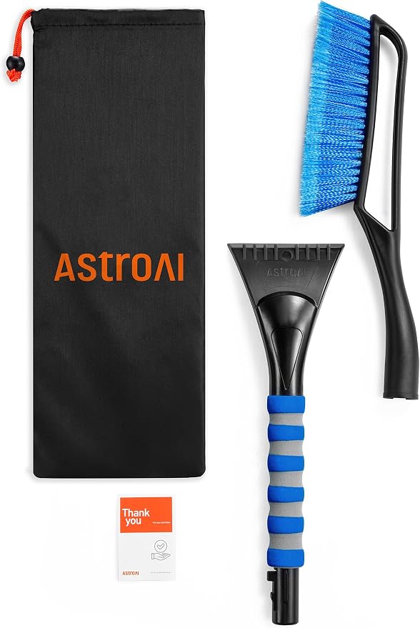 AstroAI 27" Snow Brush and Ice Scrapers for Car Windshield, Detachable Snow Scrapers with Ergonomic Foam Grip for Cars, Trucks, SUVs (Heavy Duty ABS, PVC Brush, Blue) - Image 8