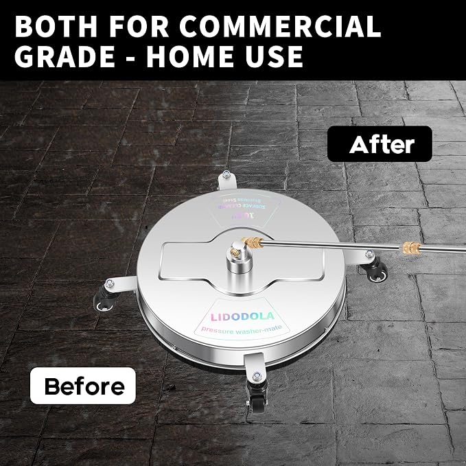 16.5" Pressure Washer Surface Cleaner with 4 Wheels - Stainless Steel Surface Cleaner for Pressure Washer Attachment for Concrete, Driveway, Patio, Sidewalk, Deck and Daily Washing - PWS16.5 - Image 6