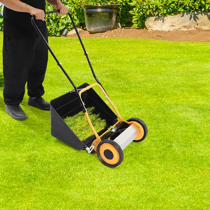 14 Inch Manual Push Reel Lawn Mower, Push Lawn Sweeper with Grass Collecting Box, Leaf Collector Lawn Sweeper for Villa Yards, Park Greening, Factory Greening, Meadow Forest Garden - Image 6