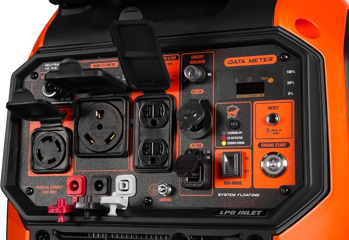 WEN 6800-Watt Dual Fuel RV-Ready Electric Start Portable Inverter Generator with Fuel Shut Off and CO Watchdog for Electric Vehicle Backup (DF680iX) - Image 4