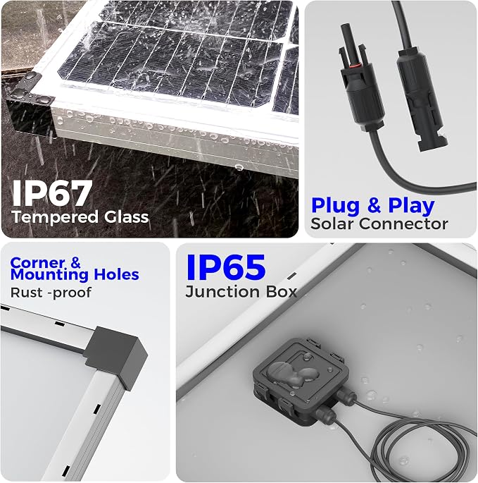 Voltset 100W 12V Solar Panel, High Efficiency 9BB Cell Monocrystalline Solar Panels IP67 Waterproof, Suitable for RV, Marine, Rooftop, Home, Yacht, Off-Grid Applications (100W Single Panel) - Image 4